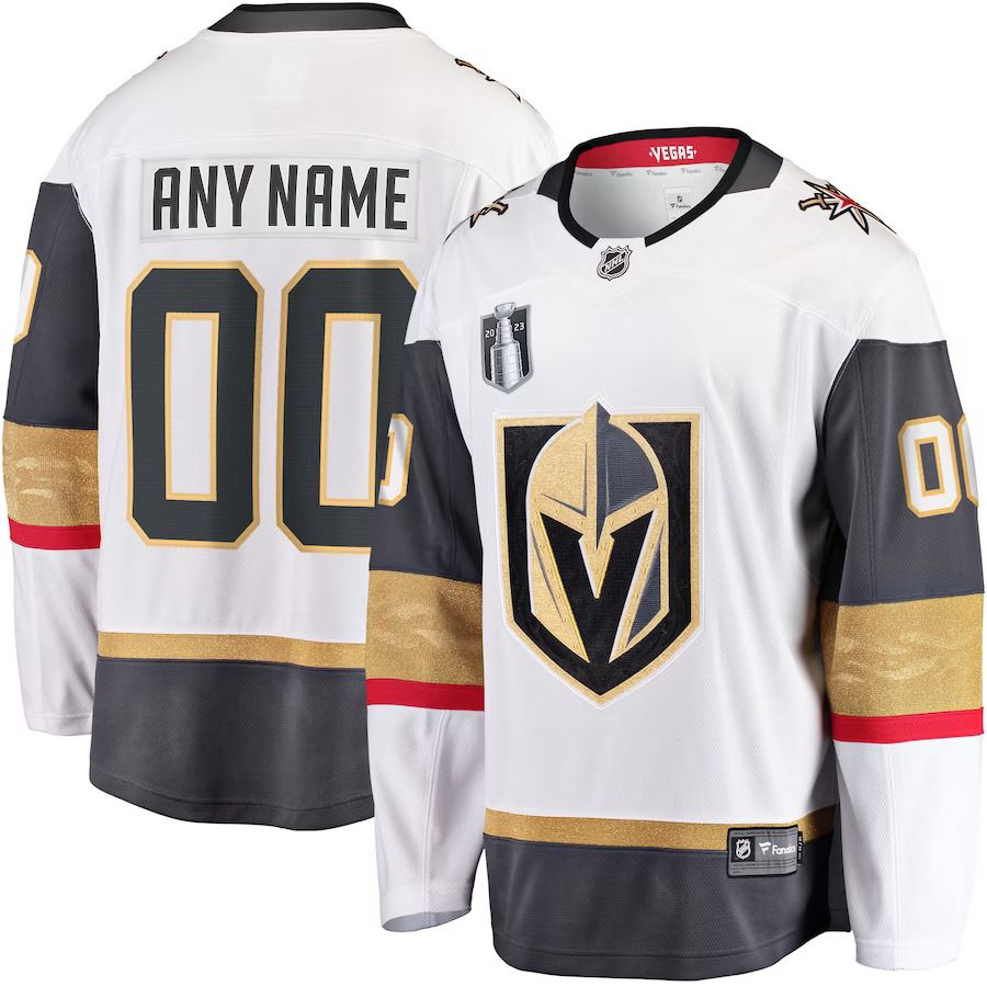 Men Vegas Golden Knights Fanatics Branded White 2023 Stanley Cup Final Away Breakaway Custom NHL Jersey->more nhl jerseys->NHL Jersey